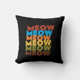Retro Meow Typography Cat Lover Pillow クッション