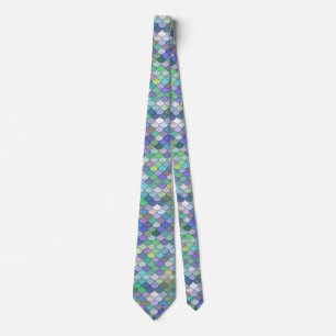 Retro Mermaid Scale Pattern Pastel Colors  ネクタイ