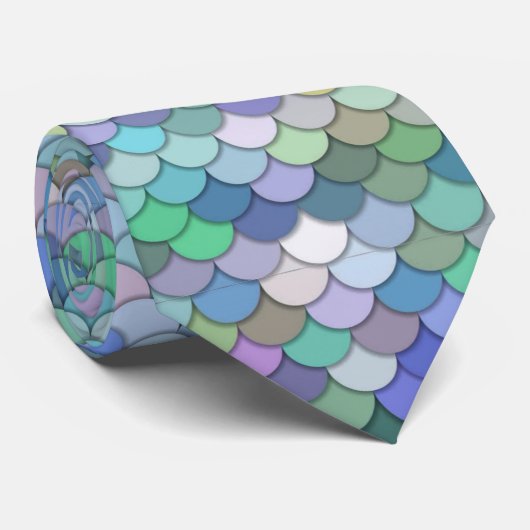 Retro Mermaid Scale Pattern Pastel Colors ネクタイ (ロール)