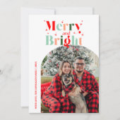 Retro Merry and Bright Arch Photo Christmas シーズンカード (正面)