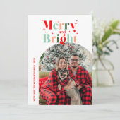 Retro Merry and Bright Arch Photo Christmas シーズンカード (スタンド正面)