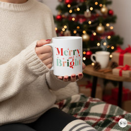 Retro Merry and Bright Christmas コーヒーマグカップ