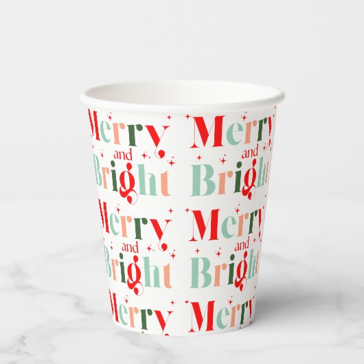 Retro Merry and Bright Christmas 紙コップ (裏面)