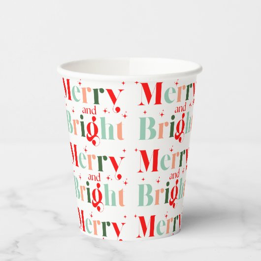 Retro Merry and Bright Christmas 紙コップ (左)