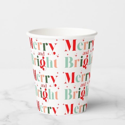 Retro Merry and Bright Christmas 紙コップ (正面)