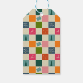 Retro Merry and Bright Christmas Wrapping Paper ギフトタグ