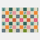 Retro Merry and Bright Christmas Wrapping Paper ラッピングペーパーシート (正面3)