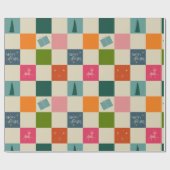 Retro Merry and Bright Christmas Wrapping Paper ラッピングペーパー (フラット)