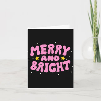 Retro Merry And Bright Holiday Design  カード