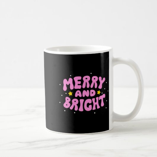 Retro Merry And Bright Holiday Design コーヒーマグカップ (右)
