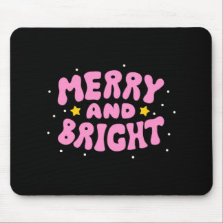 Retro Merry And Bright Holiday Design  マウスパッド