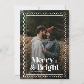 Retro Merry and Bright Stamp family Photo シーズンカード (正面)