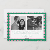 Retro Merry and Married Newlywed Plaid Christmas シーズンカード (裏面)