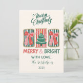 Retro Merry & Bright Christmas シーズンカード (スタンド正面)