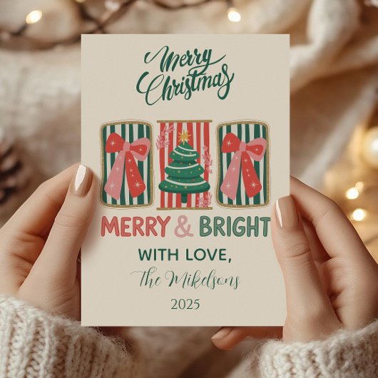 Retro Merry & Bright Christmas シーズンカード