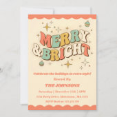 Retro Merry & Bright Editable Christmas Party 招待状 (正面)