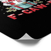 Retro Merry Christmas F-Caw-F Chicken ポスター (角)