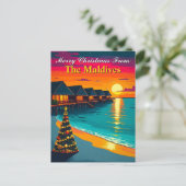Retro Merry Christmas from the Maldives Tropical ポストカード (スタンド正面)