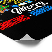 Retro Merry Christmas Hanukkah Kwanzaa Happy Holid ポスター (角)