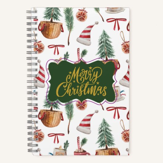 Retro Merry Christmas Journaling Notebooks ノートブック (正面)