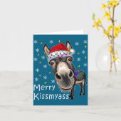 Retro Merry Christmas Light Merry Kissmy Funny  カード (黄色い花)