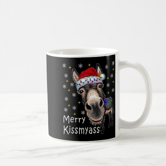Retro Merry Christmas Light Merry Kissmy Funny コーヒーマグカップ (右)