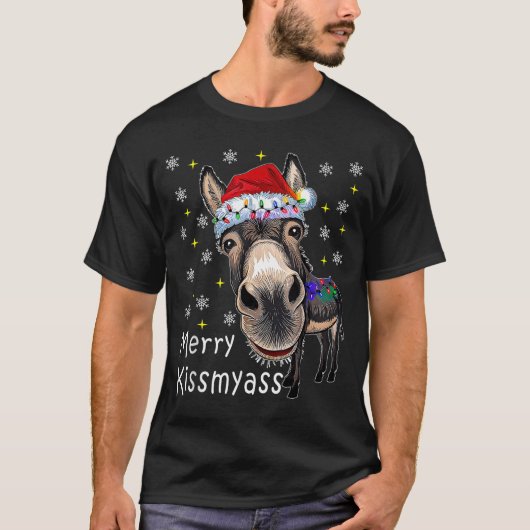 Retro Merry Christmas Light Merry Kissmy Funny  Tシャツ (正面)