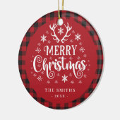 Retro Merry Christmas Red and White Custom セラミックオーナメント (左)