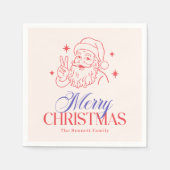 Retro Merry Christmas Santa スタンダードカクテルナプキン (正面)