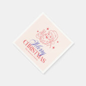 Retro Merry Christmas Santa スタンダードカクテルナプキン (角)