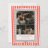 Retro Merry Christmas Stamp Sripes family Photo シーズンカード (裏面)