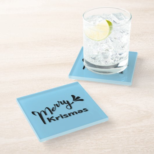 Retro Merry Christmas Style ガラスコースター (アングル)