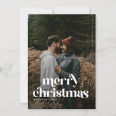 Retro Merry Christmas Trendy photo family  シーズンカード (正面)