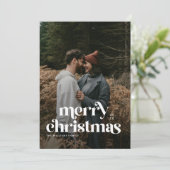 Retro Merry Christmas Trendy photo family  シーズンカード (スタンド正面)