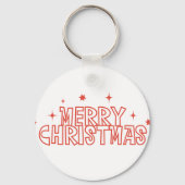 Retro Merry Christmas Typography キーホルダー (正面)