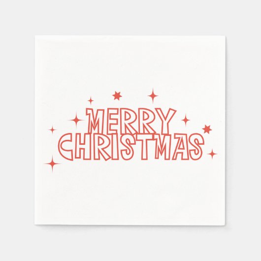 Retro Merry Christmas Typography スタンダードカクテルナプキン (正面)