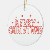 Retro Merry Christmas Typography セラミックオーナメント (左)