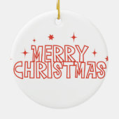 Retro Merry Christmas Typography セラミックオーナメント (裏面)