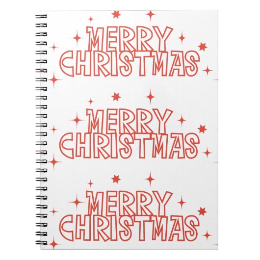 Retro Merry Christmas Typography ノートブック (正面)