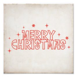 Retro Merry Christmas Typography フォトプリント