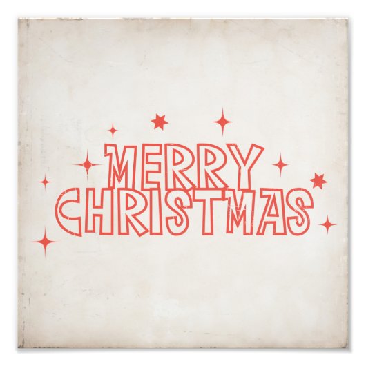 Retro Merry Christmas Typography フォトプリント (正面)