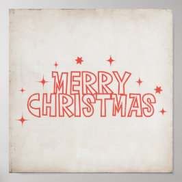 Retro Merry Christmas Typography ポスター
