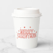 Retro Merry Christmas Typography 紙コップ (裏面)
