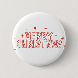 Retro Merry Christmas Typography 缶バッジ