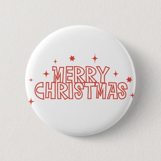 Retro Merry Christmas Typography 缶バッジ (正面)