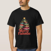 Retro Merry Fishmas Fisherman Christmas Humor Tシャツ (正面)