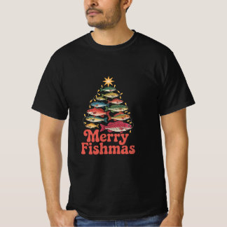 Retro Merry Fishmas Fisherman Christmas Humor Tシャツ
