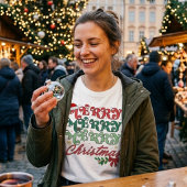 Retro Merry Merry Merry Christmas Groovy Typograph トライブレンドTシャツ
