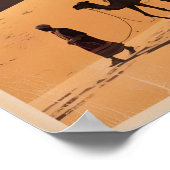 Retro Merzouga sahara camel ride morocco travel ポスター (角)