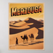 Retro Merzouga sahara camel ride morocco travel ポスター (正面)